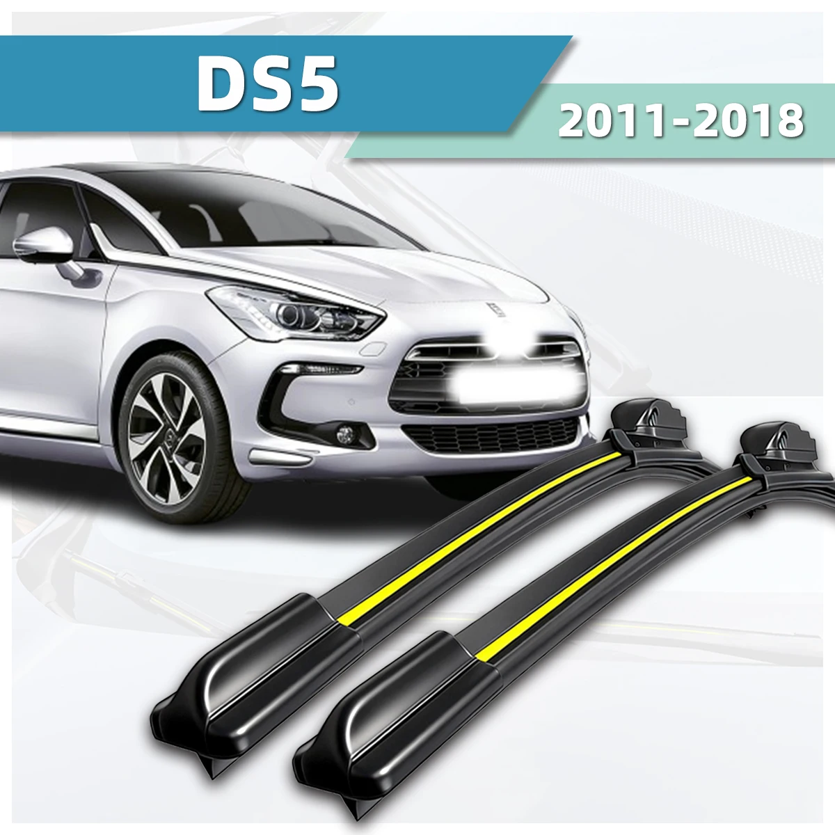 Geeignet für Citroen DS5 (2011–2018). Wischerblätter aus Naturkautschuk, verschleißfest, langlebig, für die Frontscheiben von Kraftfahrzeugen