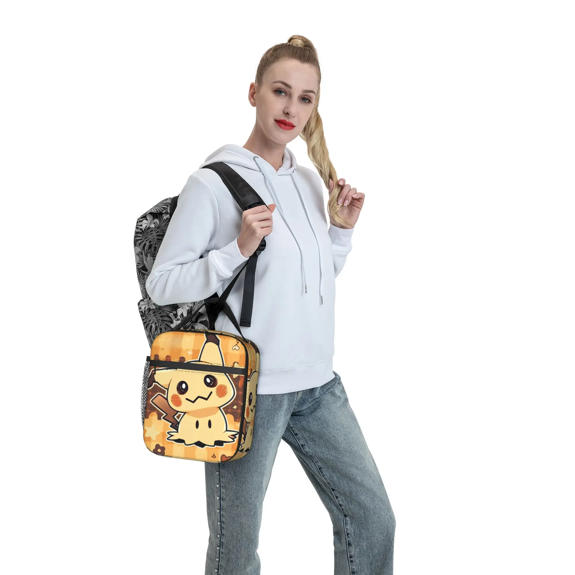Mimikyus Cute Insulated Lunch Bag Portable Poke-Mon Cartoon Lunch Container Cooler Bag Tote Lunch Box Beach Food Storage Bags view 6