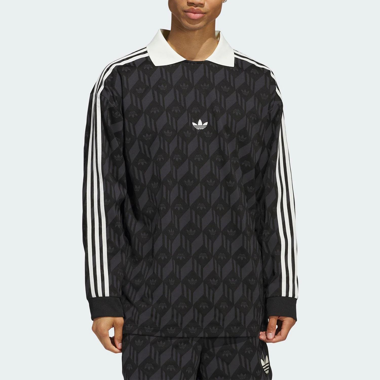 

Adidas Originals Men's & Women's Print Retro Collar Long Sleeve T-Shirt JD5196