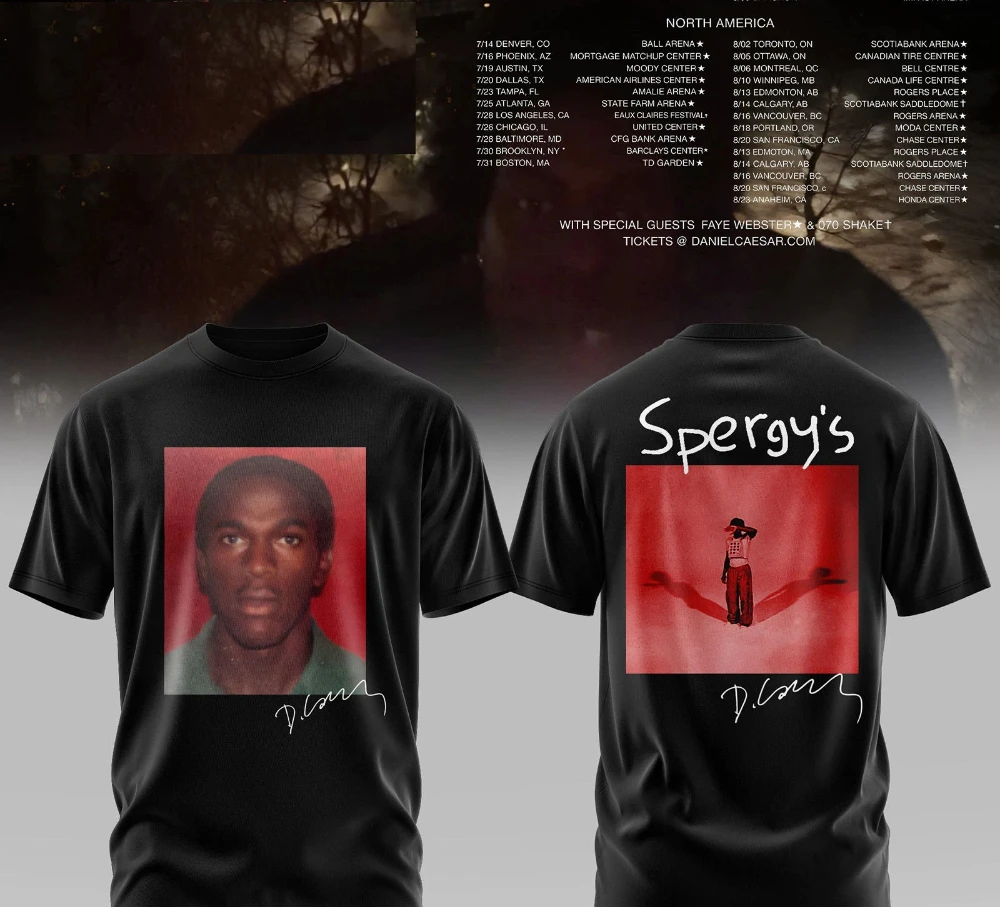 Daniel Caesar Son of Spergy Tour Unisex-T-Shirt, lässiges, lockeres Baumwoll-Streetwear-Shirt für Herren, übergroßes T-Shirt, Kleidung