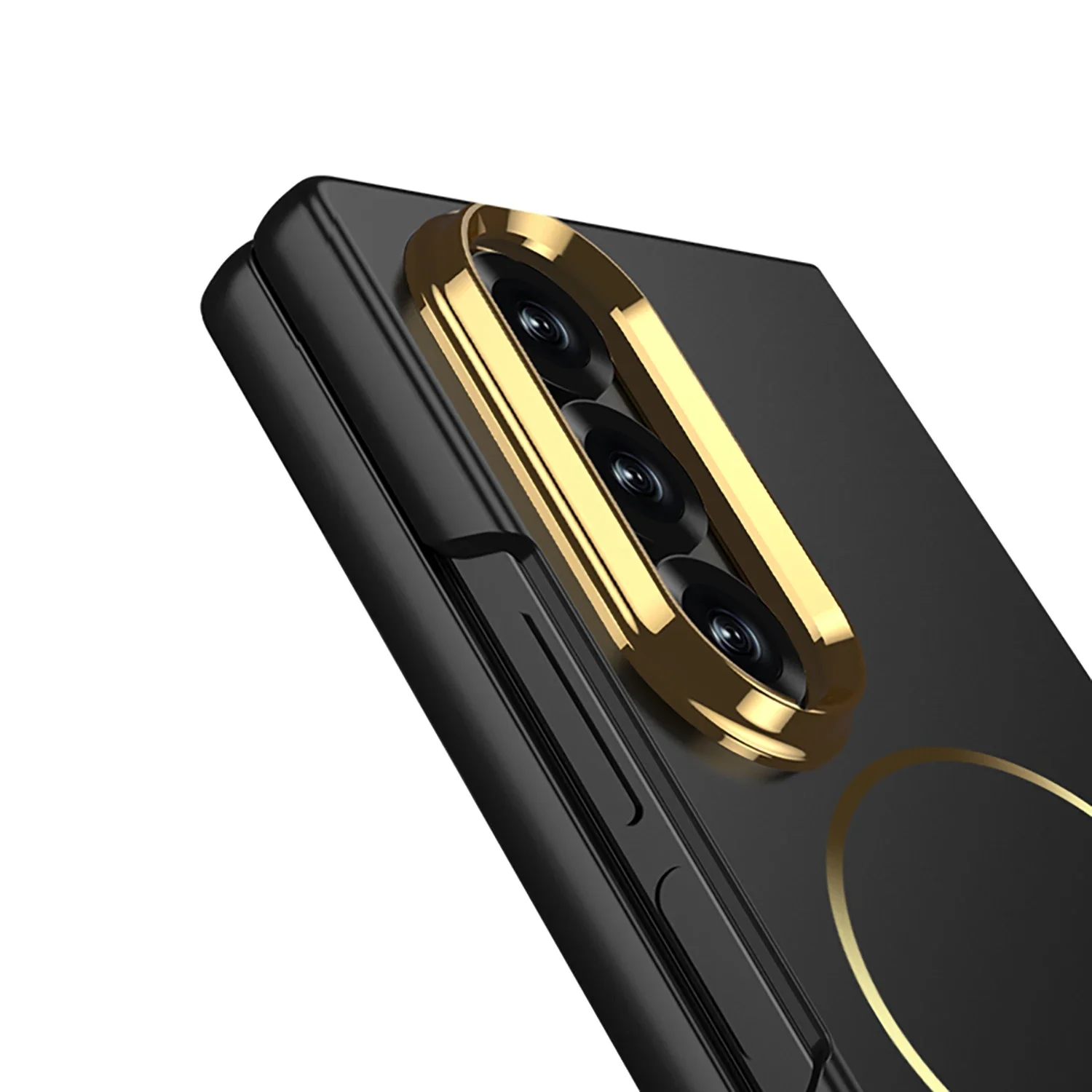 Ultra Thin Gold Magnetic Phone Case for Samsung Galaxy Z Fold 7 with Camera Hole Protection And Tempered Film Fold7 Fold6 Cover