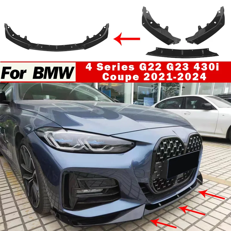 

Спойлер переднего бампера для BMW серии 4 G22 G23 430i Coupe 2021-2024, защитная защита нижнего лезвия, модифицированные обвесы