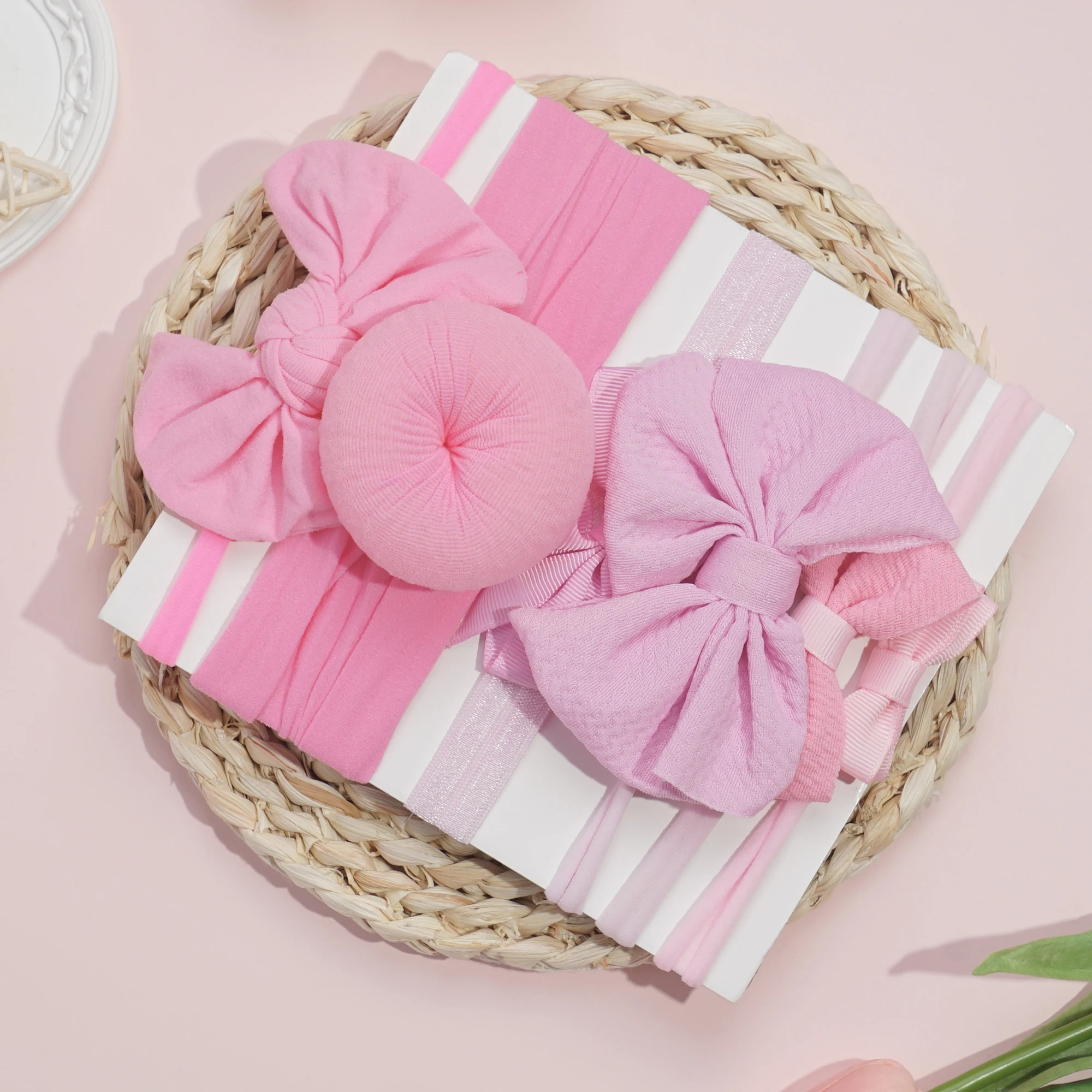 6Pcs Nylon Super Stretchy Soft Knot Baby Girl Headbands with Hair Bows Head Wrap For Newborn Baby Girls Infant Toddlers