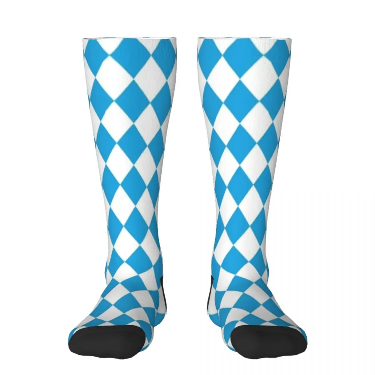 

Oktoberfest Bavarian Blue and White Large Diagonal Diamond Pattern Socks Argentina warm winter Socks For Man Women's