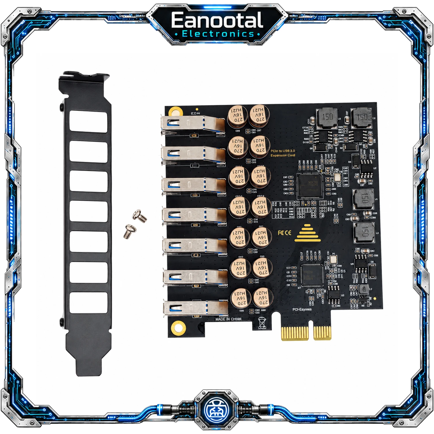 Desktop PCIe USB Expansion Card, 7 USB-A Ports, 5Gbps USB 3.2 Gen 1 Adapter for Windows Linux