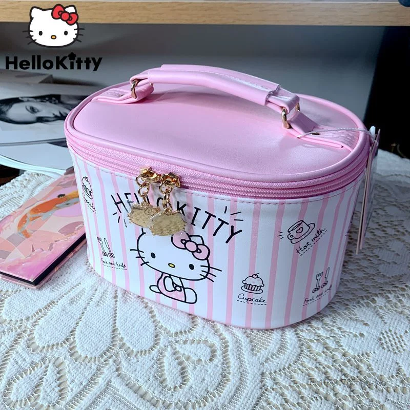 Sanrio Hello Kitty Storage Bags Cartoon Cute Portable Totes Women Fashion Makeup Bag Japanese Korean Style Aesthetic Handbags