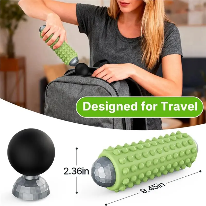 RTENTE-Portable 2-In-1 Muscle Massager Gun& Roller- Mini Electric Massage Roller 4 Speeds Vibrating Massage Ball view 6