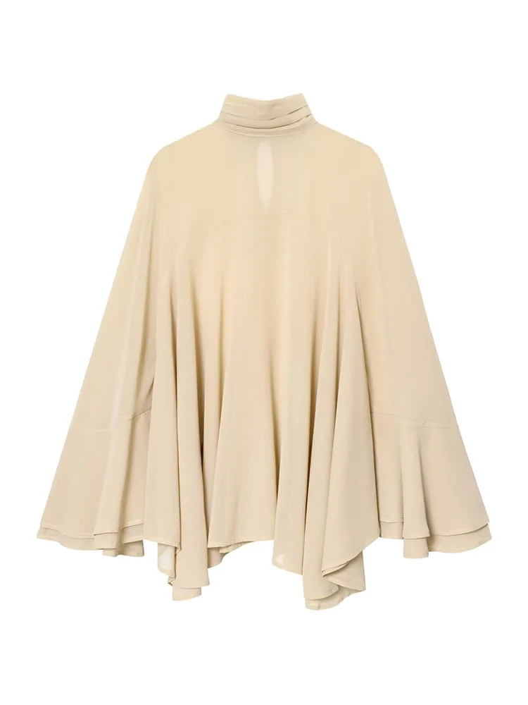 

HH Woman Autumn Fashion Casual Commuting Tops Female Long Sleeves Round Neck Yarn Pleated Layered Trim Versatile Elegant Tops