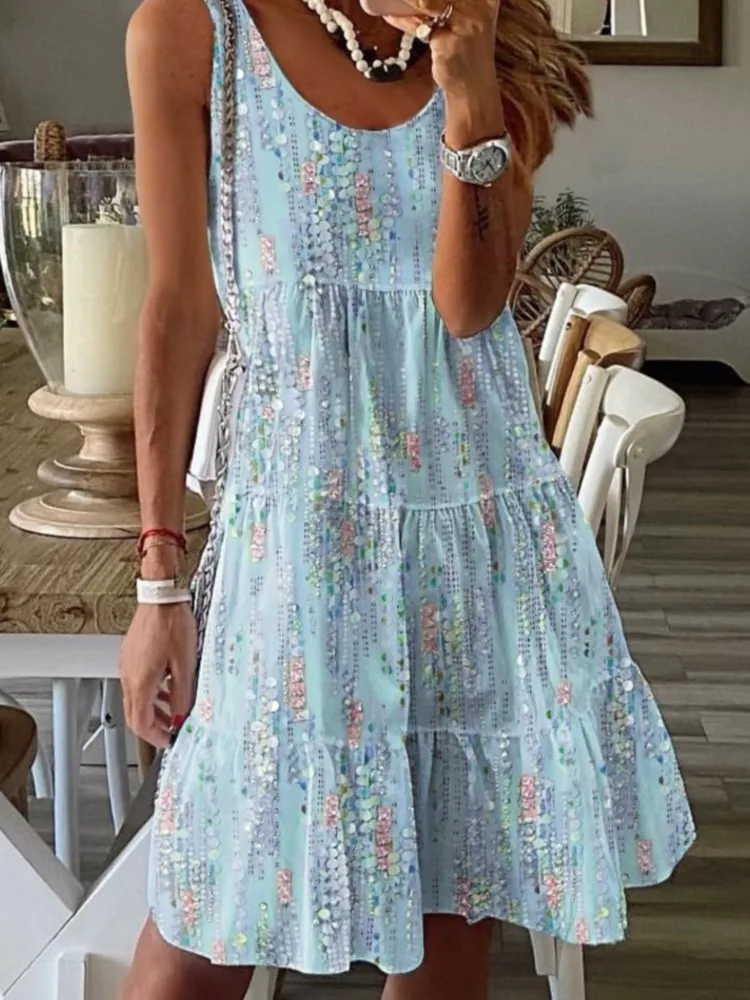 

Bohemian Dresses For Women's 2025 Summer Beach Holiday Sleeveless Vestidos Para Mujer Vacation Dresses Bohemian A-Line Dress