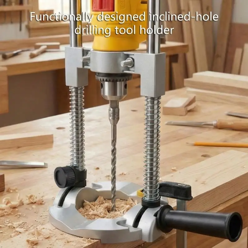 Adjustable Handheld Drill Stand for Precise Vertical and Angled Drilling Support on Metal and Pipe Materials 37JD