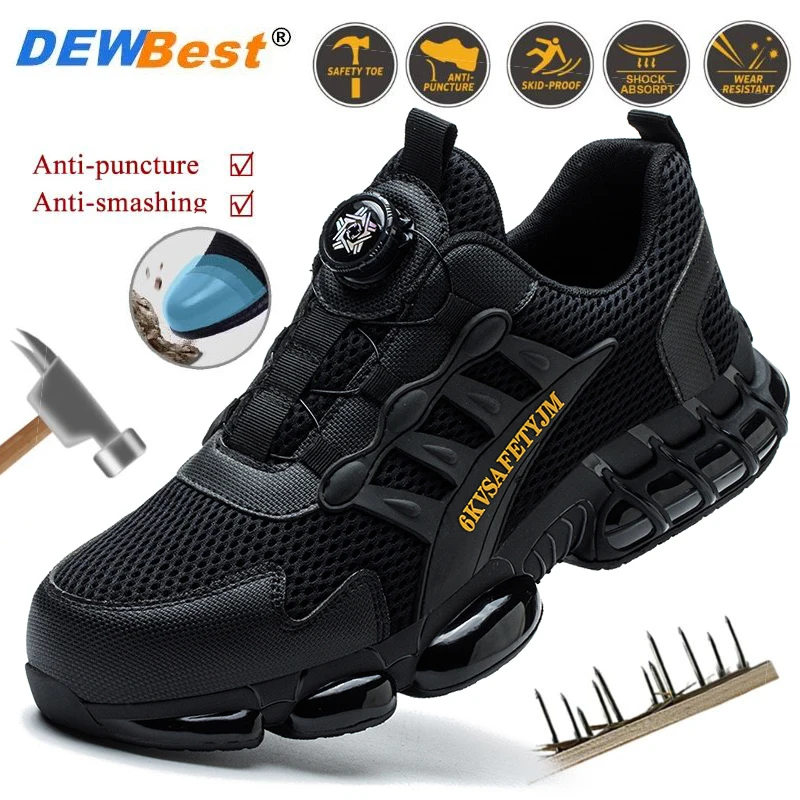 All-Season Impact- and Puncture-Resistant, Breathable, Molded-Toe, Shock-Absorbing, Insulated Shoes with Rotating Buckles