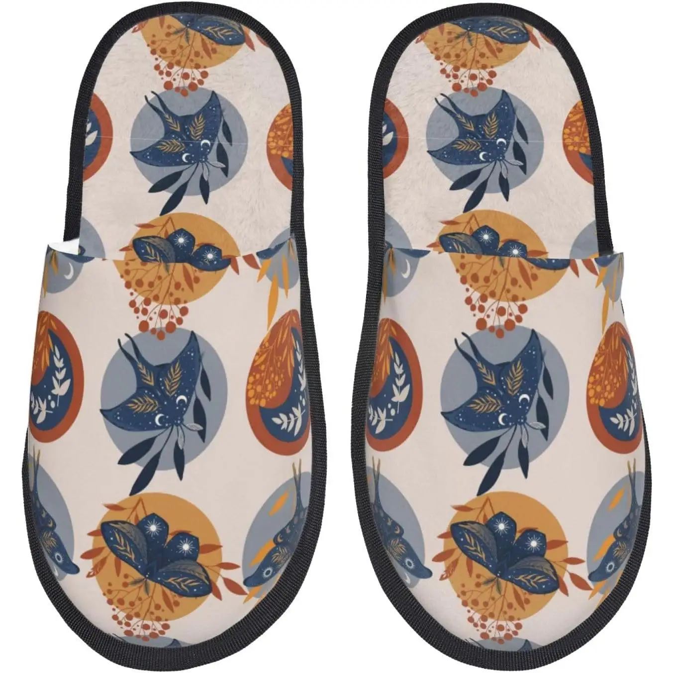 

Винтажные женские тапочки с ботаническим принтом бабочки, домашняя меховая обувь, мужская парная обувь, теплая женская обувь