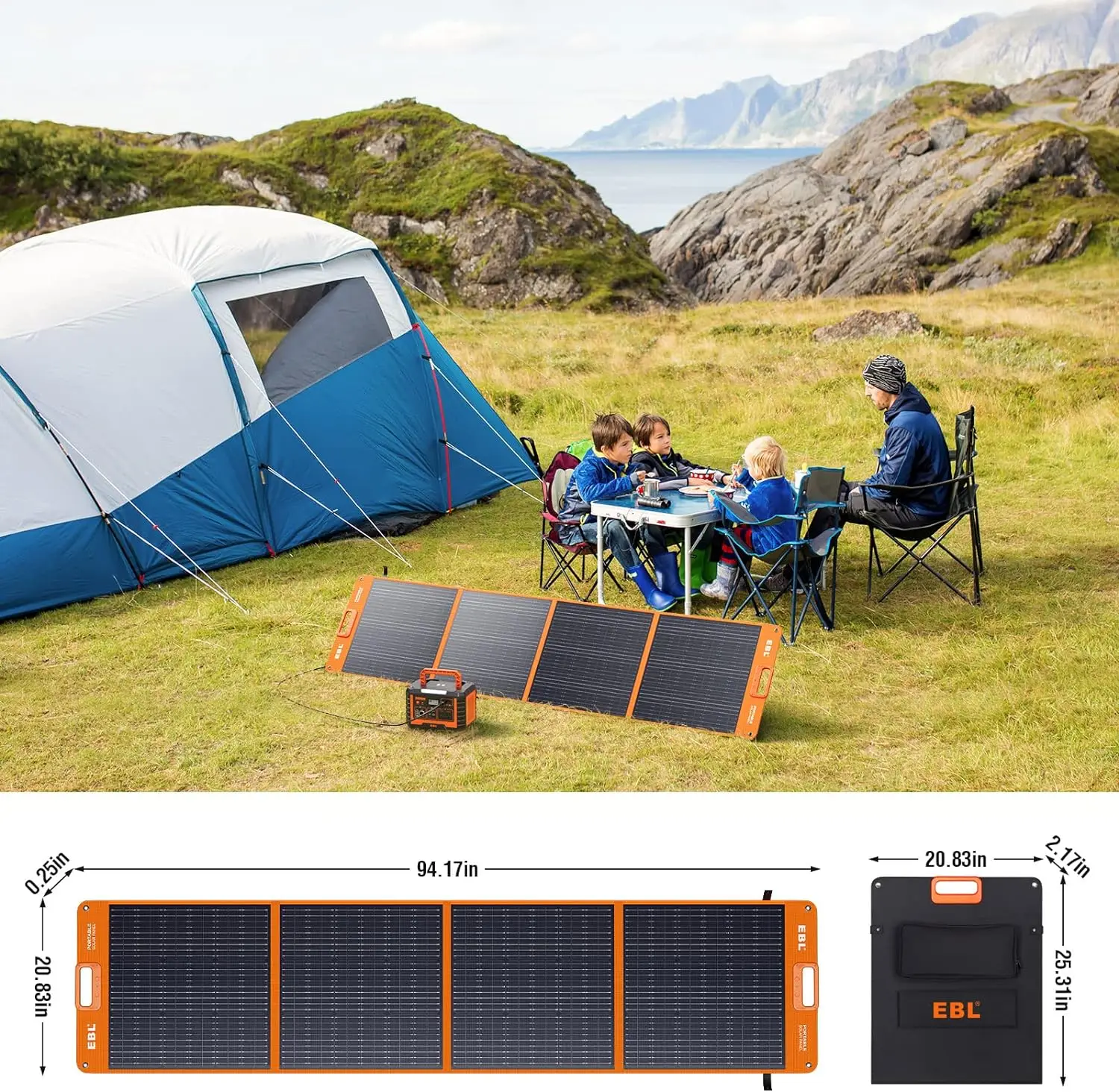 Imagem -05 - Painel Solar Portátil para Usina Ip65 à Prova Dágua Painel Solar Dobrável com Conector de Saída Mc4 Anderson para rv