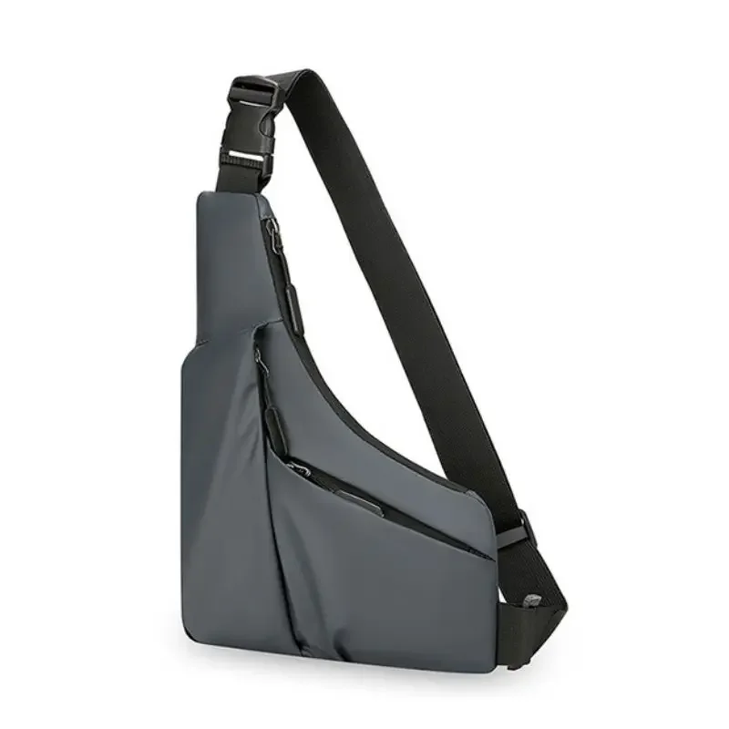 Sac de poitrine anti-vol pour homme, sac à bandoulière, sac triangulaire, grande capacité, film en cuir, voyage, homme