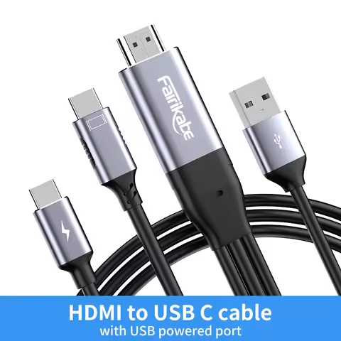 Fairikabe HDMI-compatible to USB C Adaptor Cable 8.2FT 4K60Hz For Xbox PS5 Steam Deck Dock Nreal Xreal Xreal Touchable Monitor