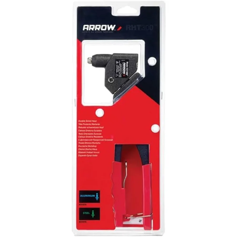 Arrow RHT300 OneHanded Swivel Rivet Tool Manual Riveter for Metal Fabric Leather and Auto Repair Applications Efficiently Handl