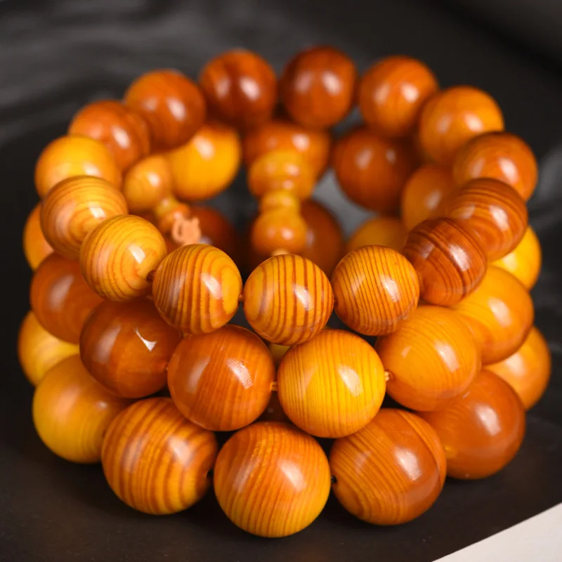 Handmade Full Oil Blood Dragon Wood Beaded Bracelets for Men Translucent Solidified Patina Wood Prayer Beads Gifts