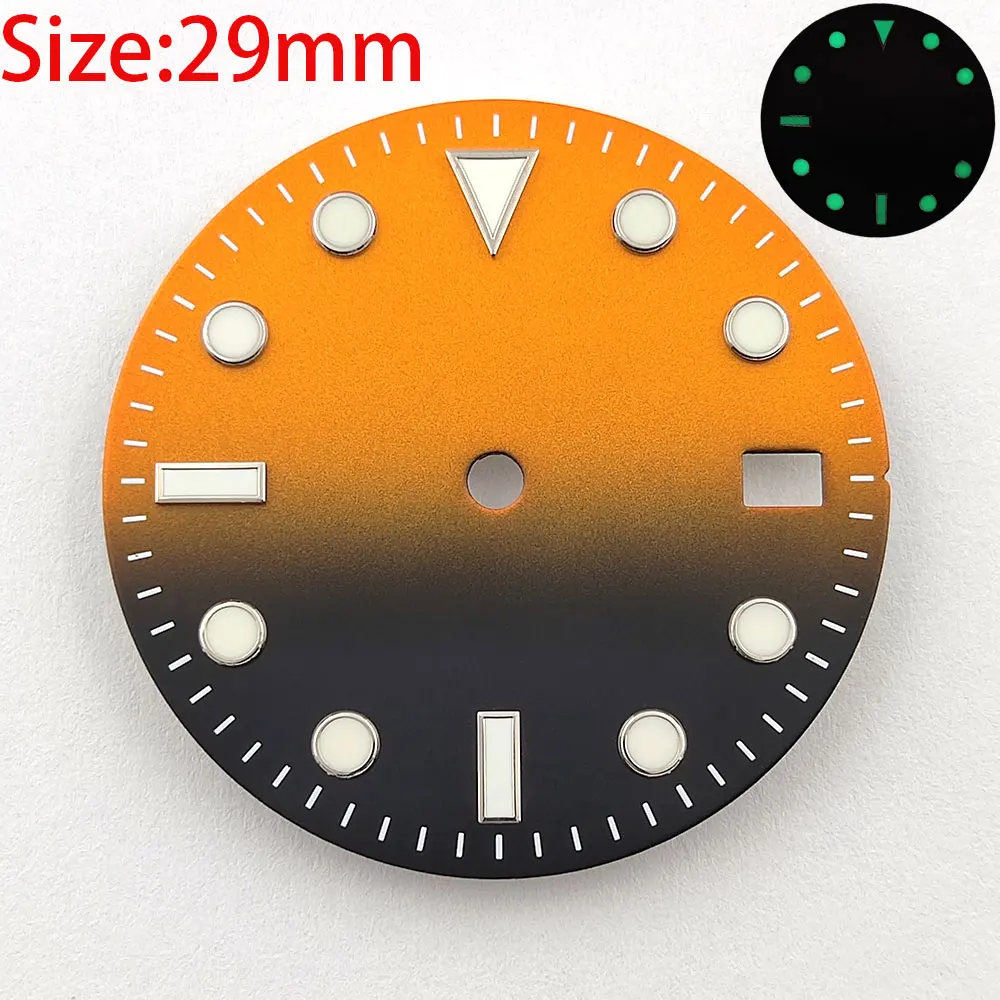 Циферблат NH35 NH36, циферблат часов 29 мм, эмалированный глянцевый циферблат, градиентный циферблат, подходит для механизма NH35 NH36, высококачественные аксессуары для циферблата