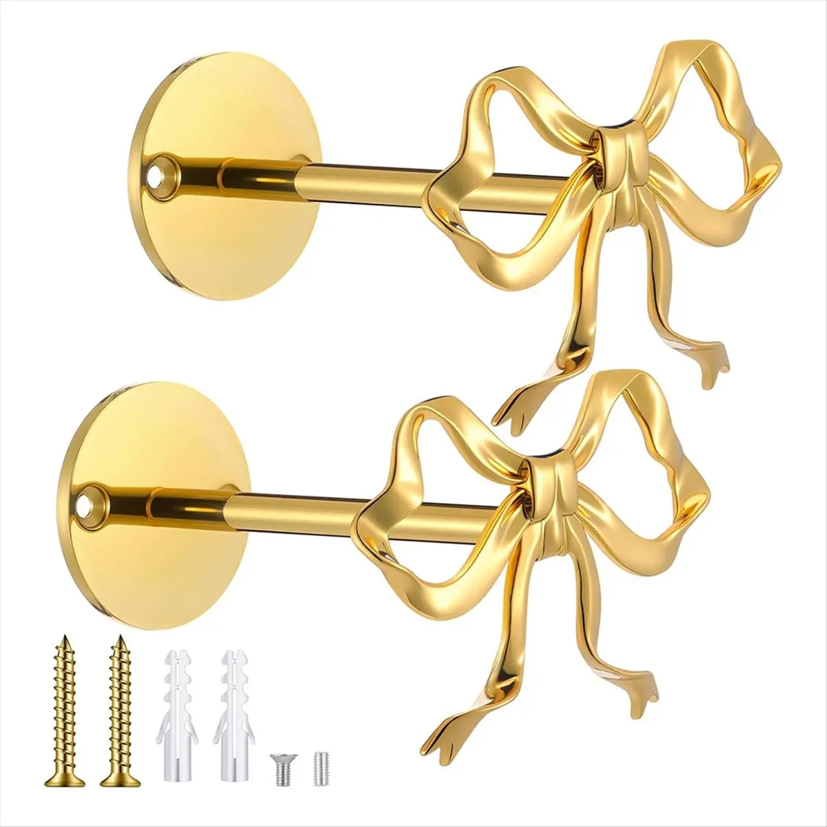 2 Pcs Metal Bow Curtain Holdbacks Gold Wall Mounted Curtain Hold Backs Curtains Modern Gold Holders