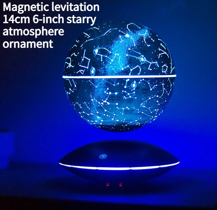 NEW Creative Magnetic Levitation 14cm 6-inch Starry Atmosphere Ornament Colorful Romantic Starry Glowing Ball Ornament Gift