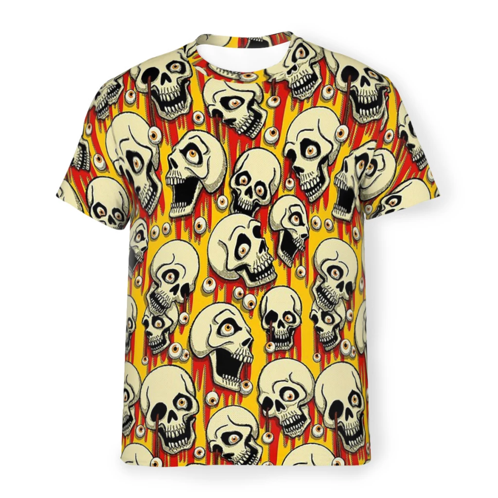 

Halloween Skulls and Eyeballs Pattern Polyester TShirts Men Graphic Streetwear Thin T Shirt O Neck