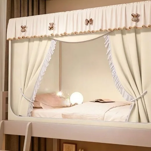 Blackout bed curtain mosquito net integrated dormitory upper and lower bunk special all-inclusive bed mantle free installation