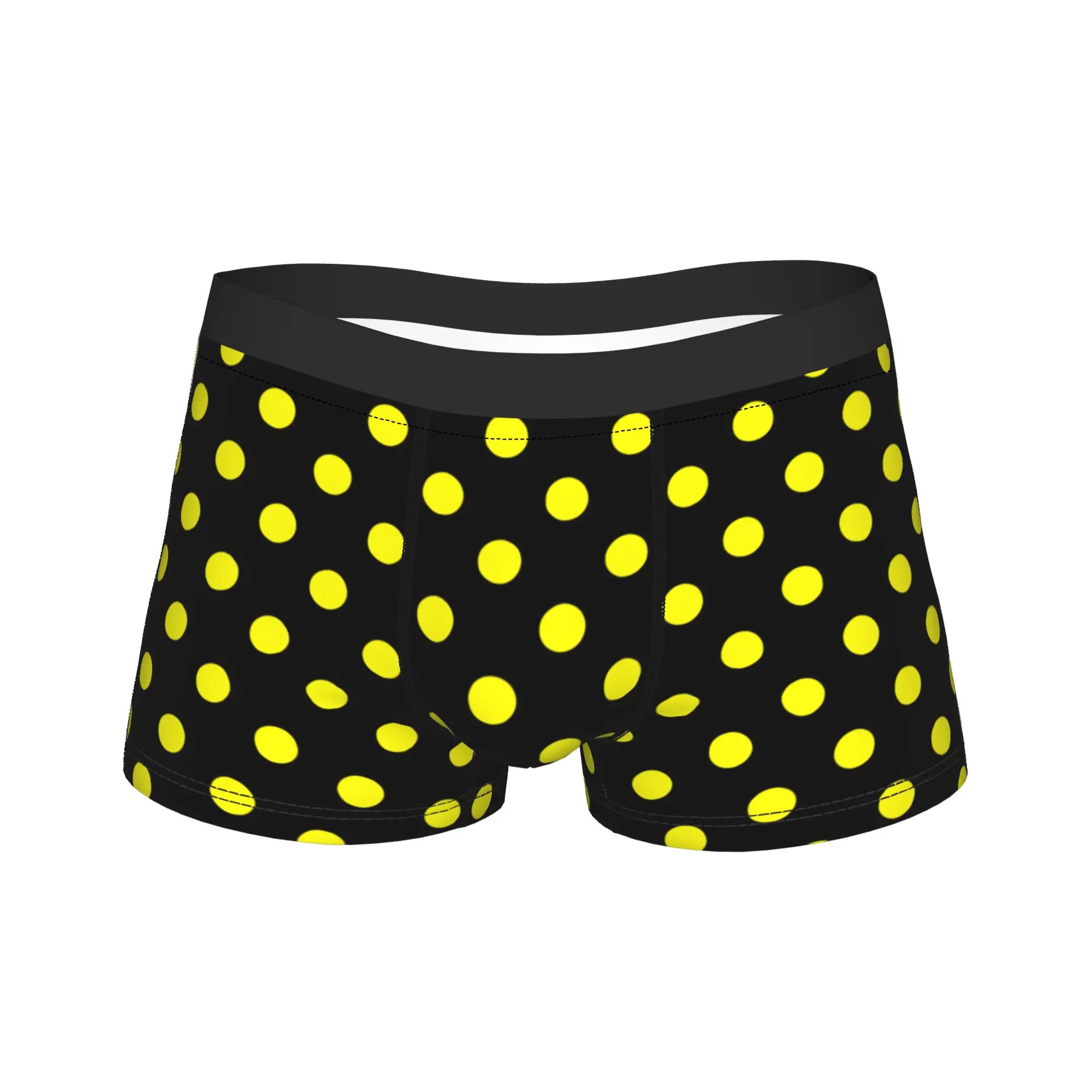 

Black And Yellow Dense Polka Dot Pattern Underwear Males Boxer Brief Breathable Boxer Shorts Trenky Plus Size Underpants