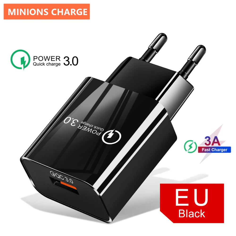 18W 3A Fast Charger QC 3.0 USB Charger Quick Charge 3.0 Phone Charger for iPhone for Huawei Samsung Xiaomi 6 8 Redmi EU US Plug