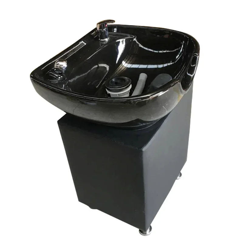 Customized Vertical Shampoo Bed Hair Salon Barbershop Seated Shampoo Sink Flushing Pool Flushing Base Ceramic Basin Accessories