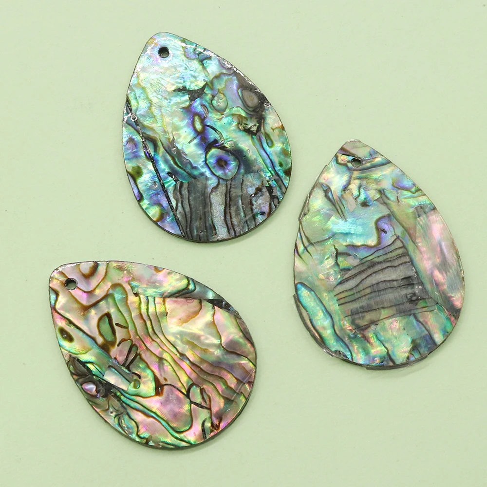 Vintage Colored Natural Abalone Shell Pendants Water Drop Charms Beach Rainbow Shell Beads Pendants for Jewelry Making Necklace