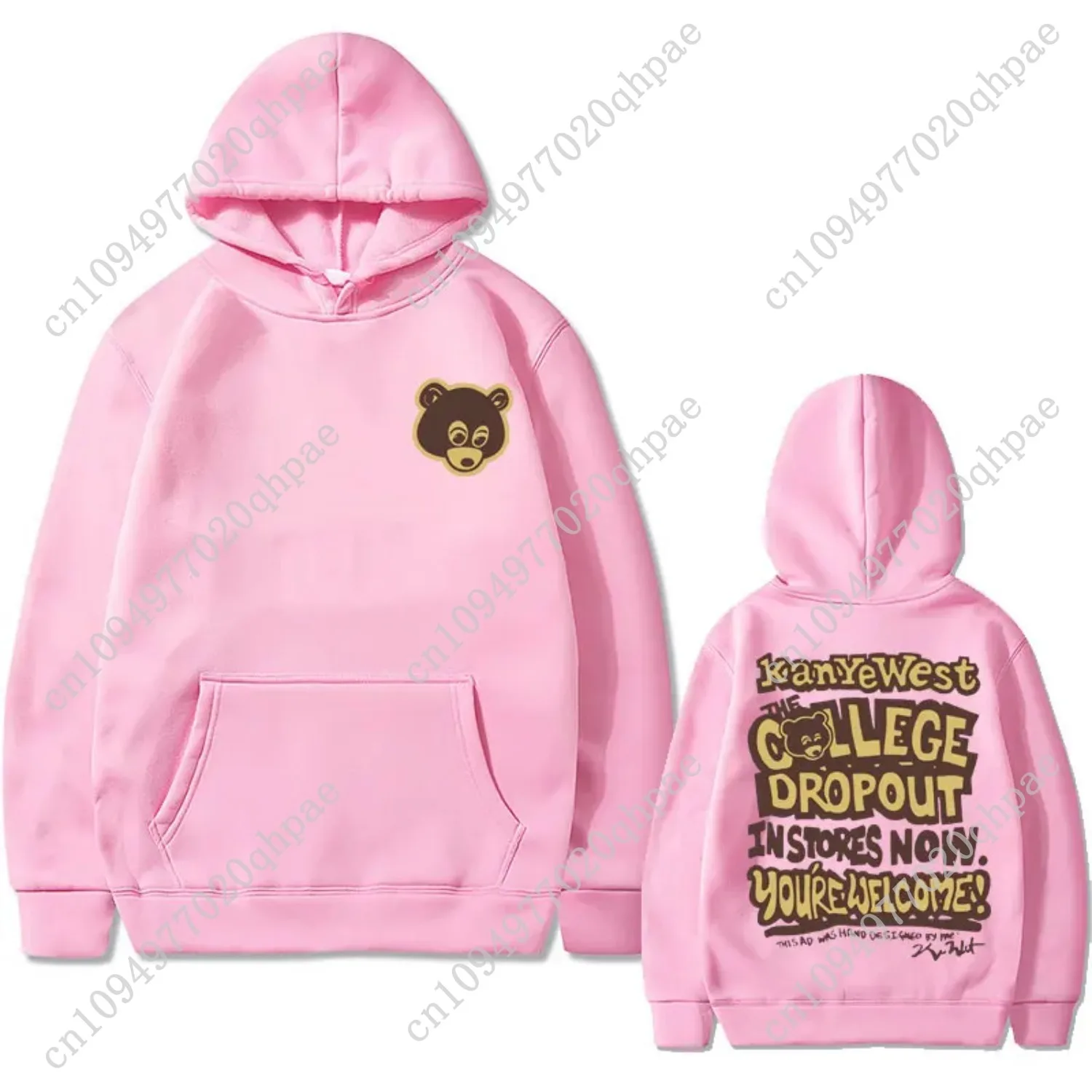 أفضل الشهيرة كاني ويست كلية التسرب الرسومات هوديي الرجال النساء الهيب هوب الراب خمر هوديس الذكور ملابس غير رسمية المتضخم