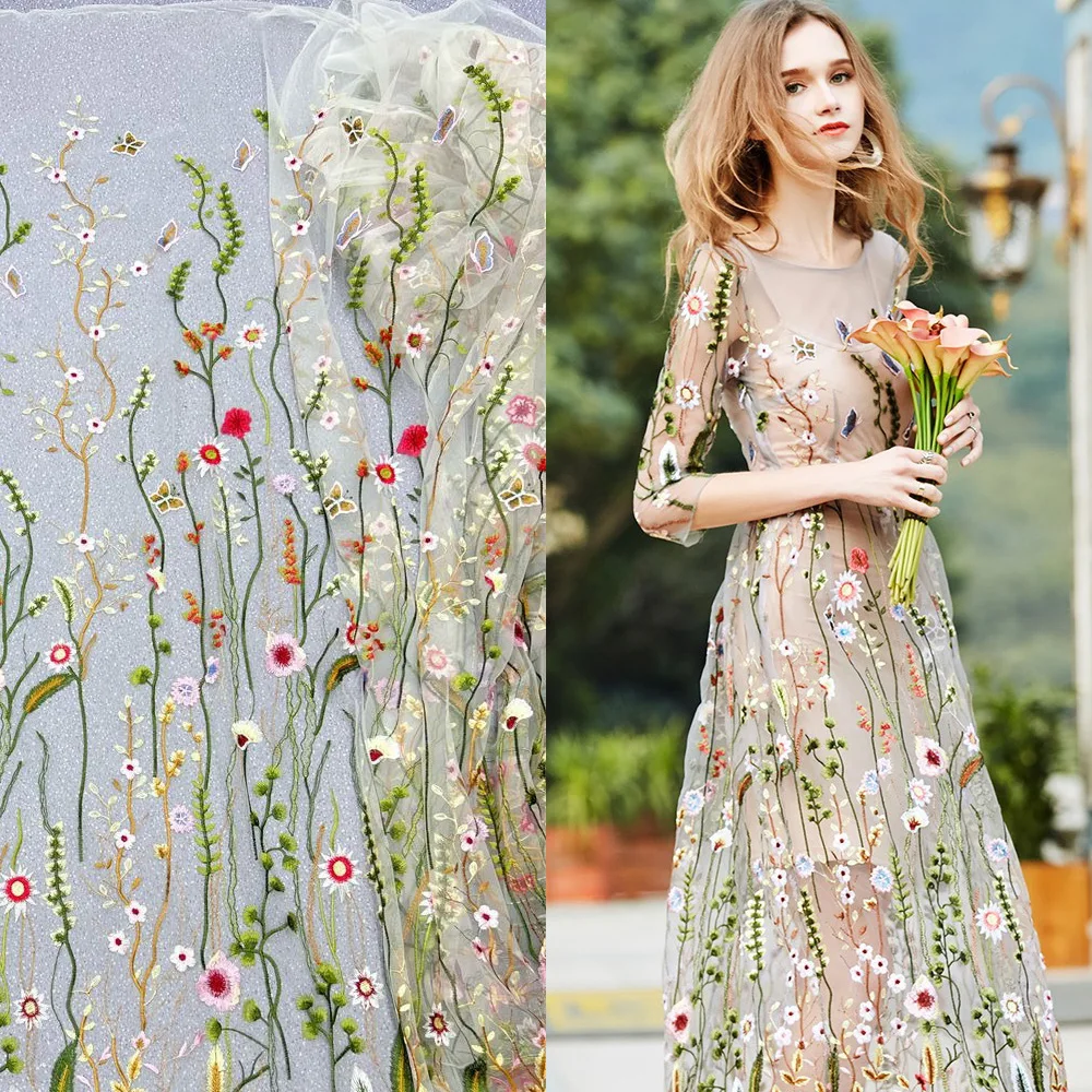 

Двухцветная кружевная сетка с цветочным принтом, черно-белая эластичная сетка на ярде для балетной пачки, модная юбка, танцевальный костюм, принадлежности для шитья