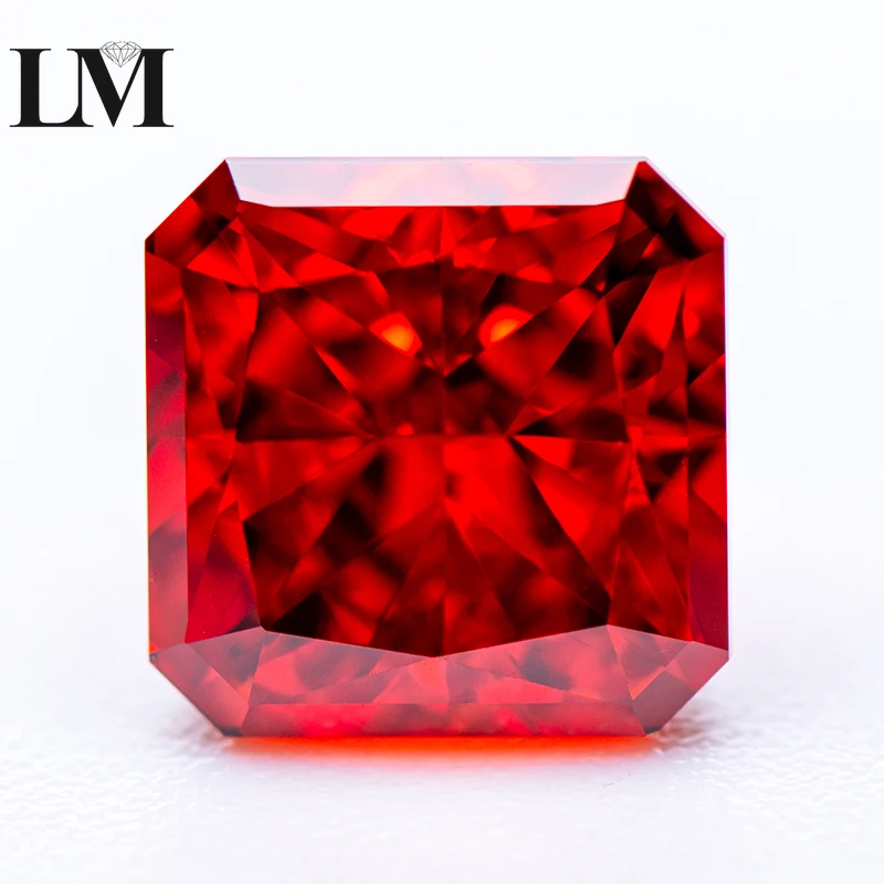 Cubic Zirconia Stone 5A Grade Quality Red Color Asscher Shape 4k Crushed Ice Cut Synthetic Gemstone For Women Jewelry Making