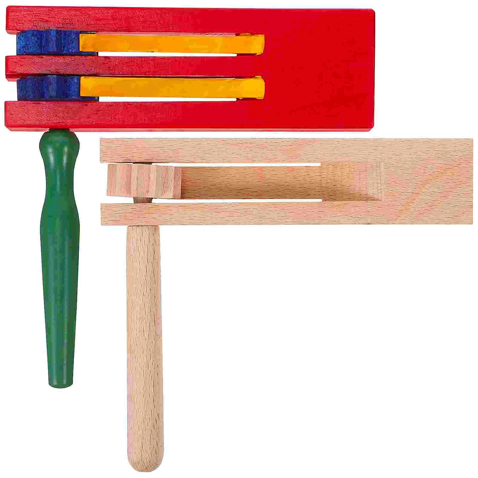 2-teiliges Orff-Musikinstrument für Kinder, Kastagnetten, Soundboards, Handpercussion, Holzfarbe, Holzratsche, drehbar