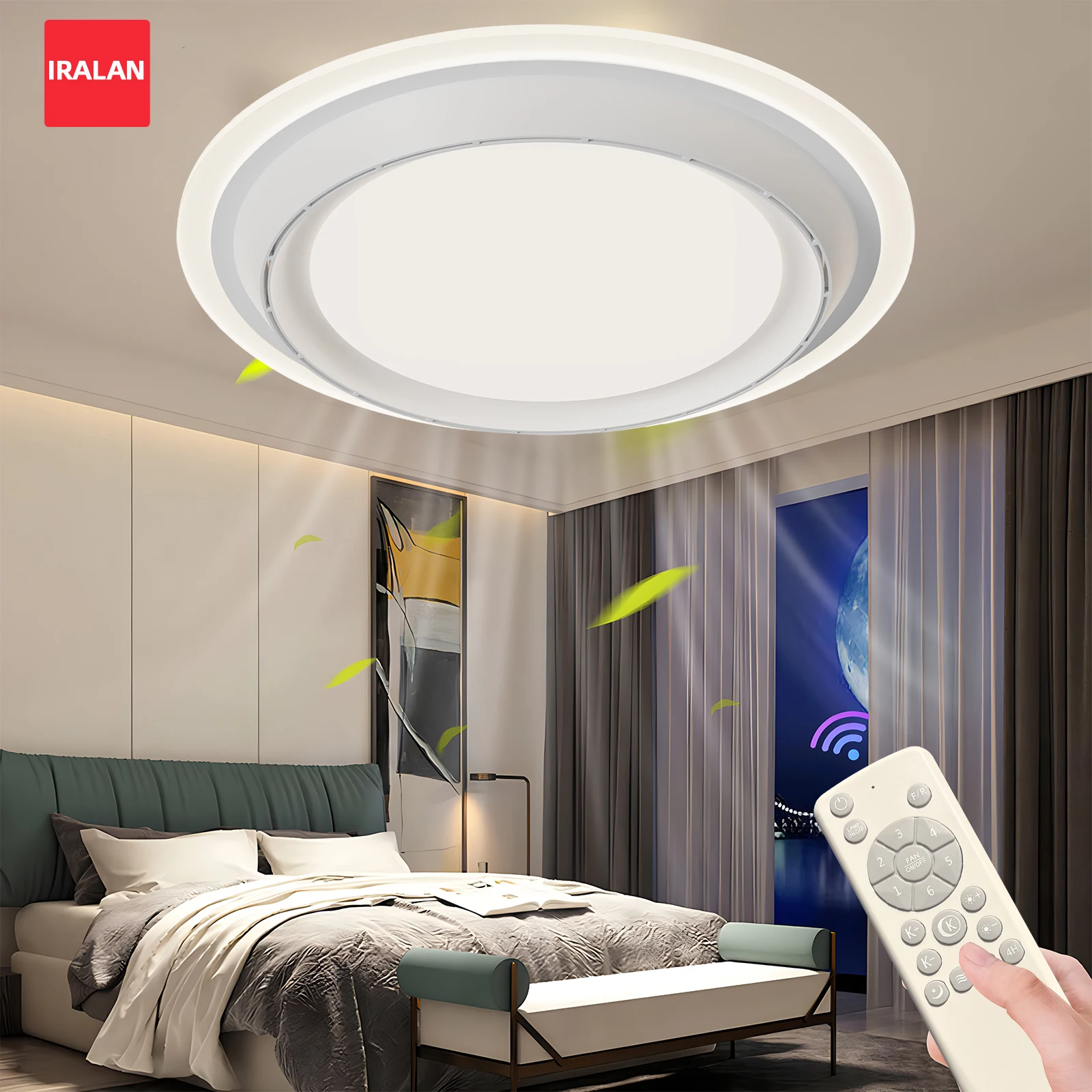 Minimalist Round bladeless fan lamp Dimmable Silent 6 Speed High Lumen Soft Light Easy Install Modern Indoor Decorative Lighting
