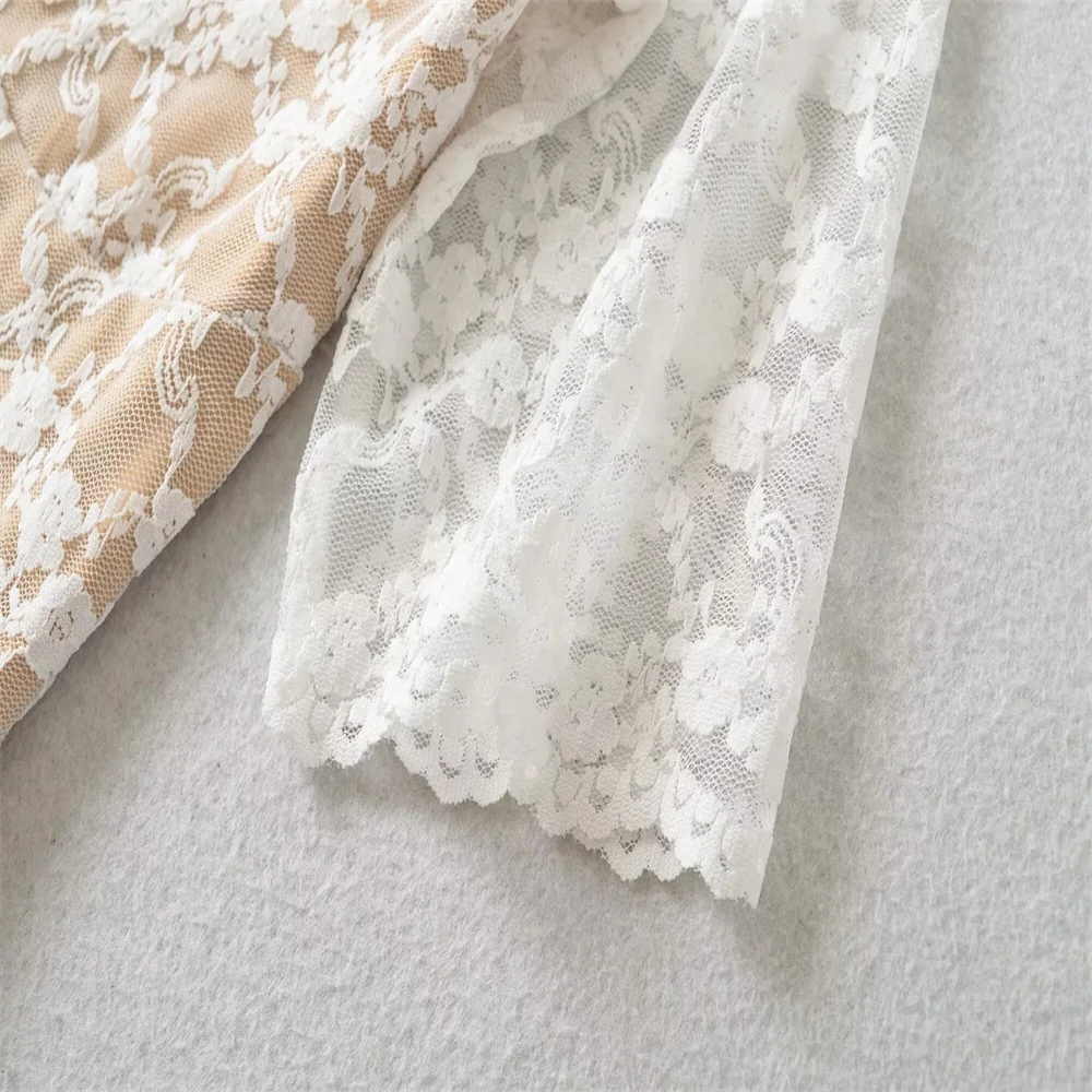 الصيف المرأة الجديدة الكورية نمط فتاة حار الدانتيل مايكرو شفافة الشكل التخسيس تنوعا الربط منتصف الأكمام تي شيرت برقبة على شكل v