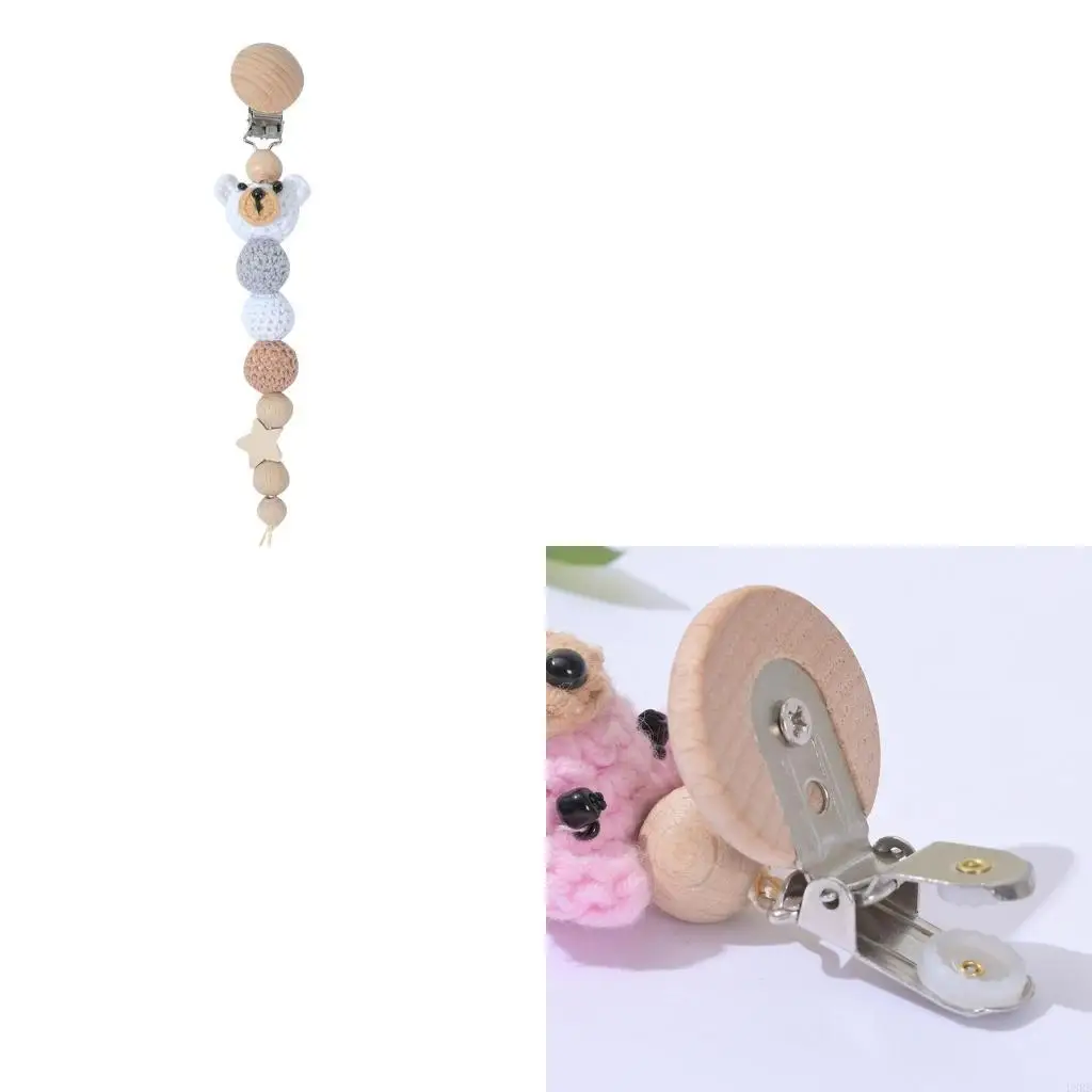 

Pacifier Clip for Baby Infant Teething Relief Bear Teether Chewing Toy Gift for Toddler Boys Girls 3Month+ L8RB