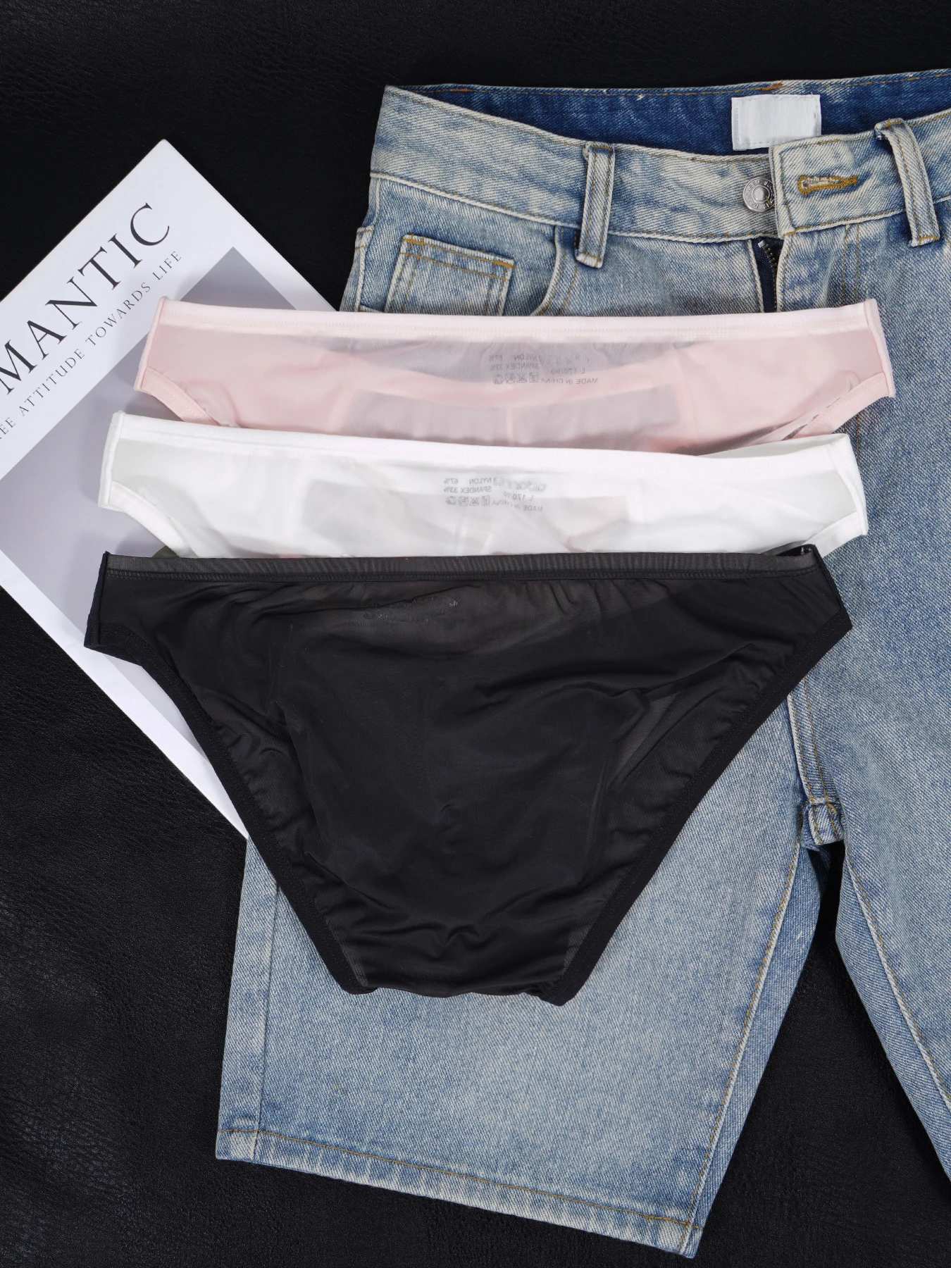 

3PCS Men's Sexy Sheer Mesh Low-Waist Triangle Underwear Breathable Ice Silk Briefs