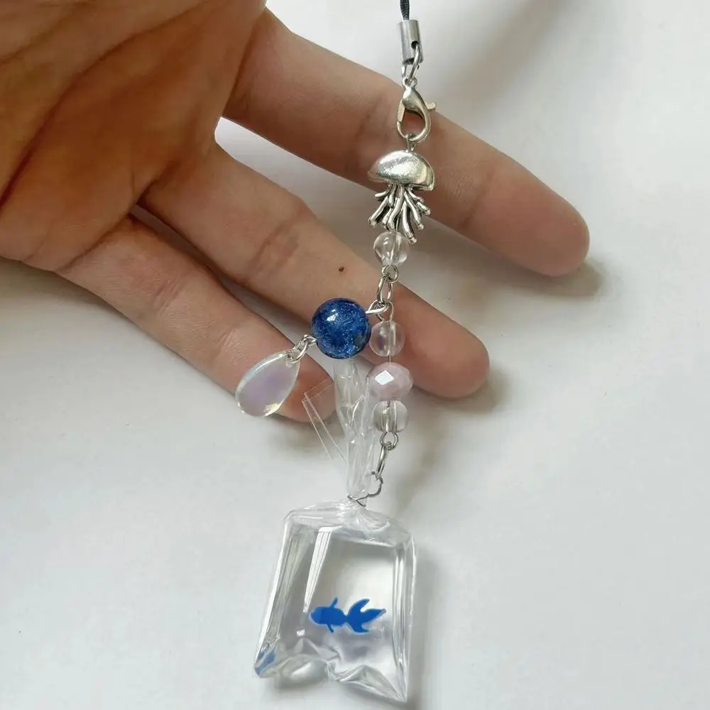 Aesthetic Sweet Y2K Fish Phone Chain Pendant Beaded Cell Phone Strap Cute Phone Charm Mobile Lanyard Telephone Jewelry