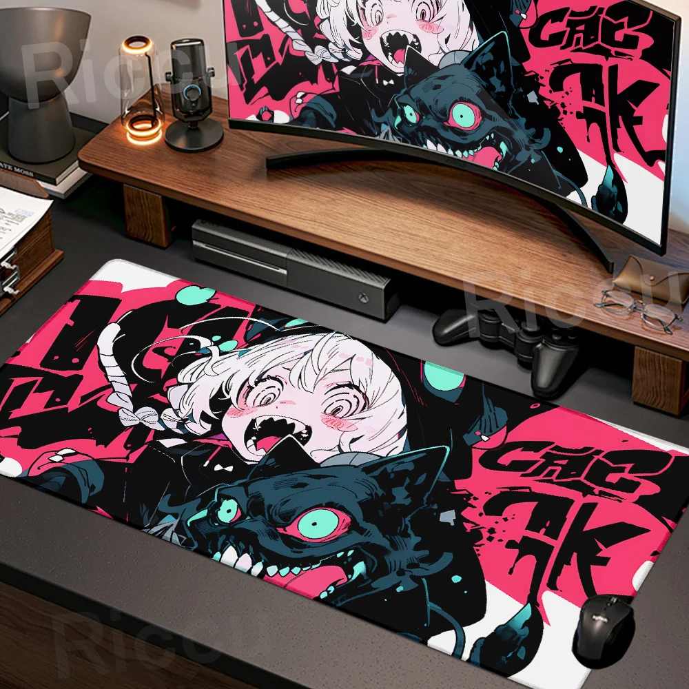 

Girls and Cat Mouse Pad Kawaii Anime Girl Desk Mat Pc Gamer Gaming Accessories Computer Offices Mousepad Keyboard