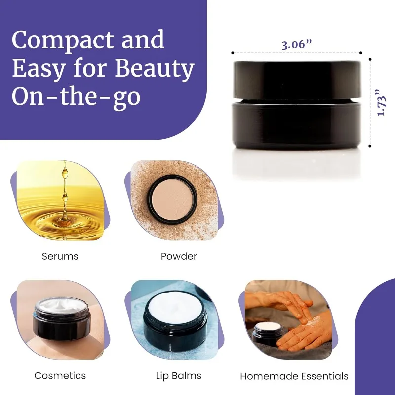 Банки Infinity с завинчивающейся крышкой, 100 мл (3,3 жидкости) Ультрафиолетовая многоразовая косметическая стильная дорожная бутылка, стеклянная банка, пустая косметика, 10 упаковок