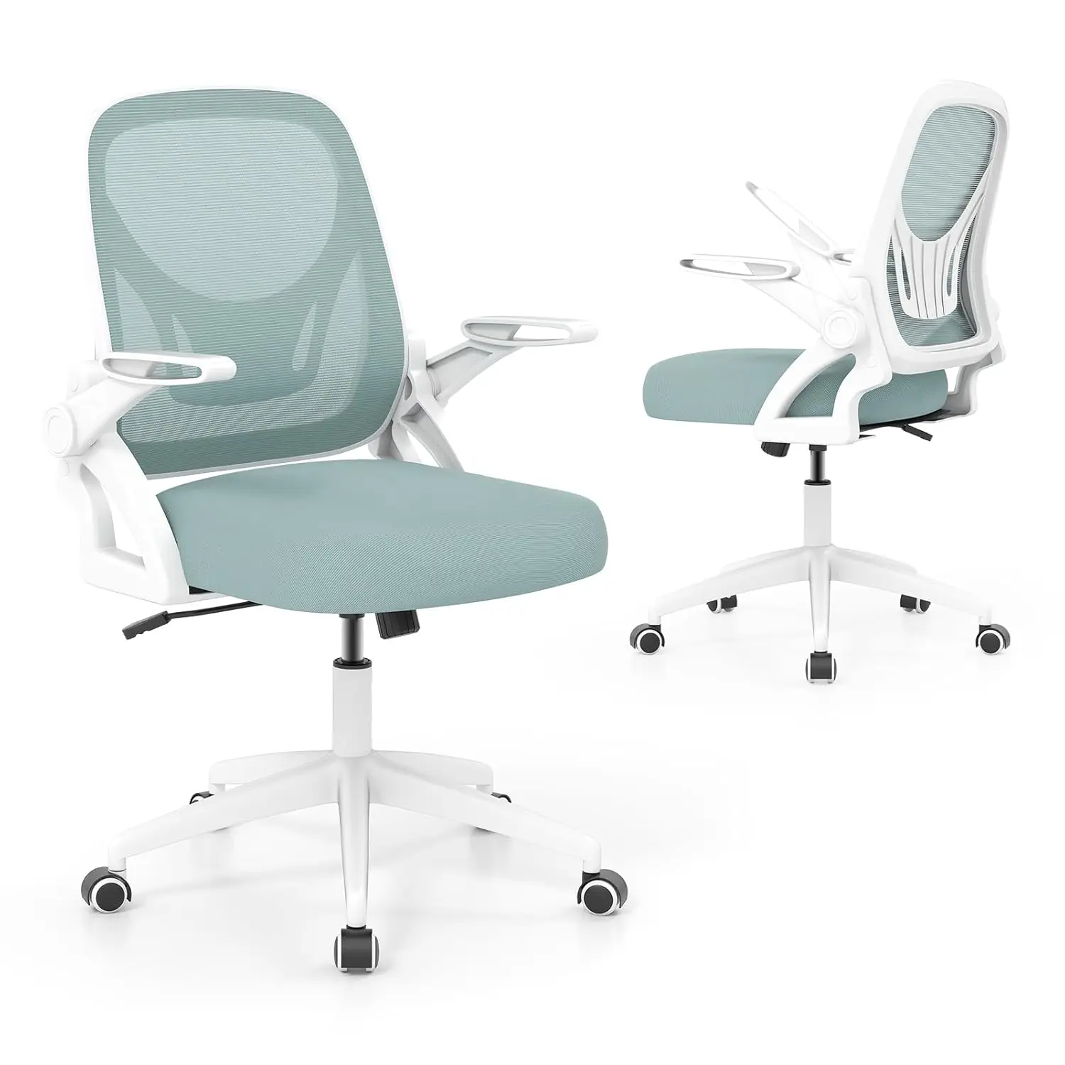 

Office Chair, Comfy Swivel Rolling Desk Chair with Adjustable Height & Flip-Up Armrests, Ergonomic Mesh Computer, Customized