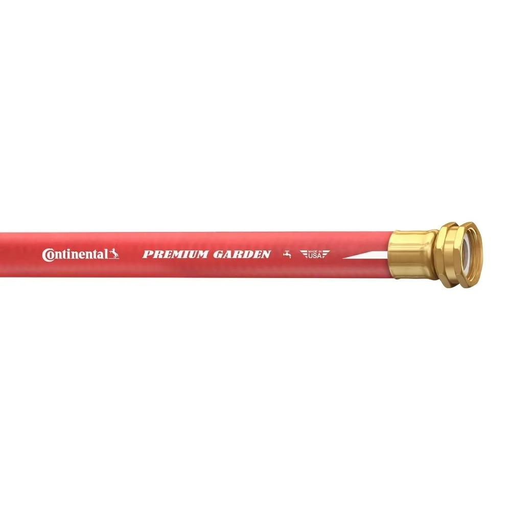 Continental Premium Garden Red Heavy Duty Hot Water Garden Hose, 5/8in Inside Diameter x 50ft Length, Male x Female Garden