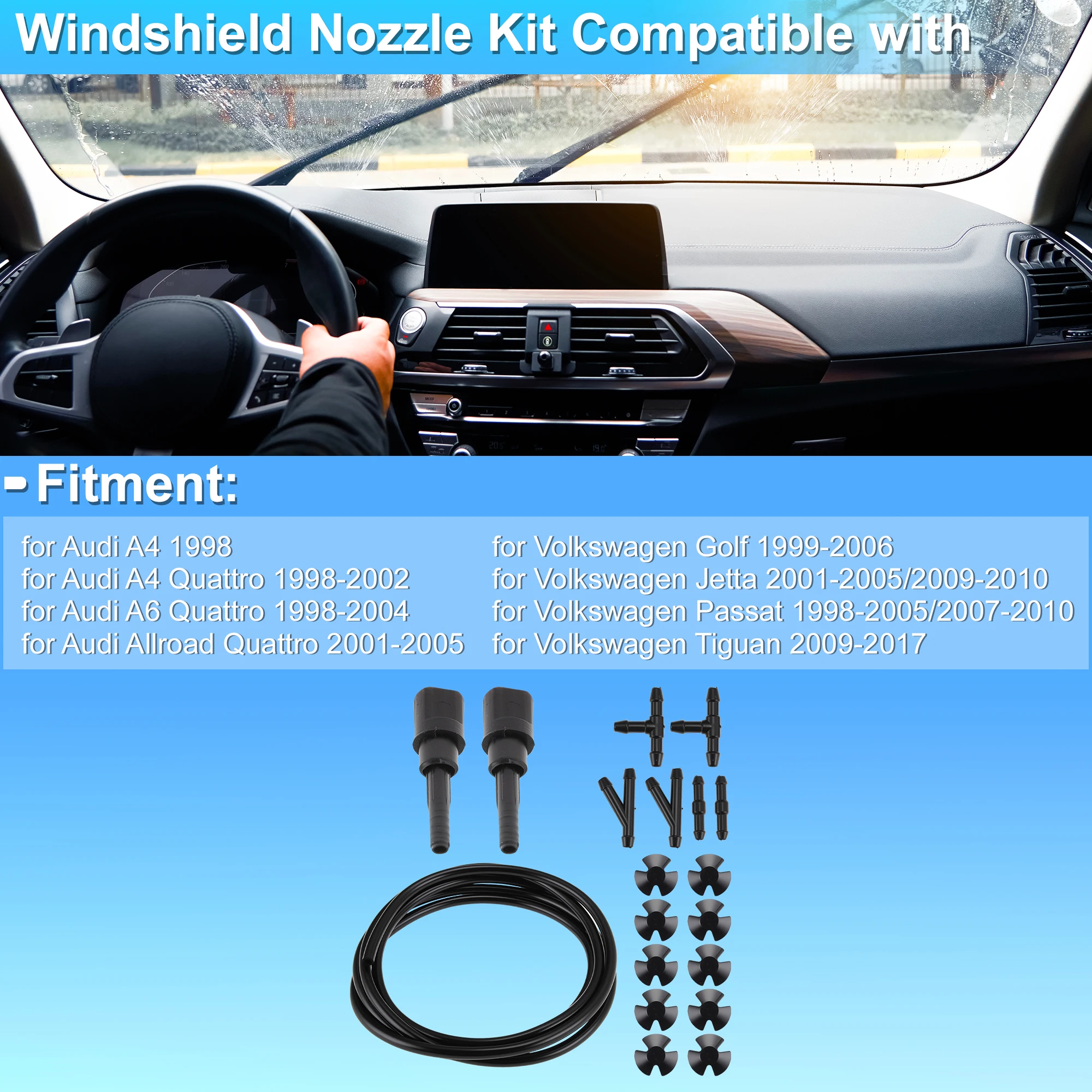 X Autohaux Windshield Washer Nozzle Kit for Audi A4 1998
