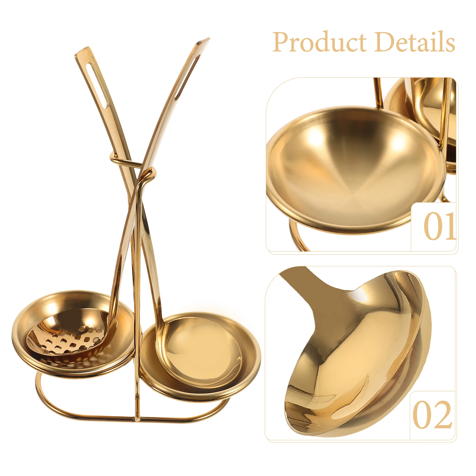 

1 set 1 Set Stainless Steel Soup Spoon Holder Kitchen Utensil Rack Compact Design Metal Spoon Organizer Gold Restaurant
