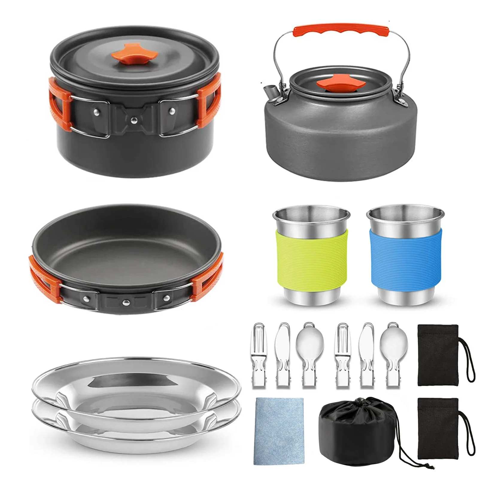 Nuevos utensilios de cocina para exteriores, juego de tetera y olla para acampar, juego de tetera y tetera para acampar, equipo de acampada, accesorios para exteriores