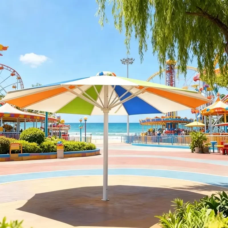 Commercial Large Aluminum Pole Nylon LED-lit Parasol Outdoor Patio Restaurant Extra-large Sunshade Scenic Night-glowing