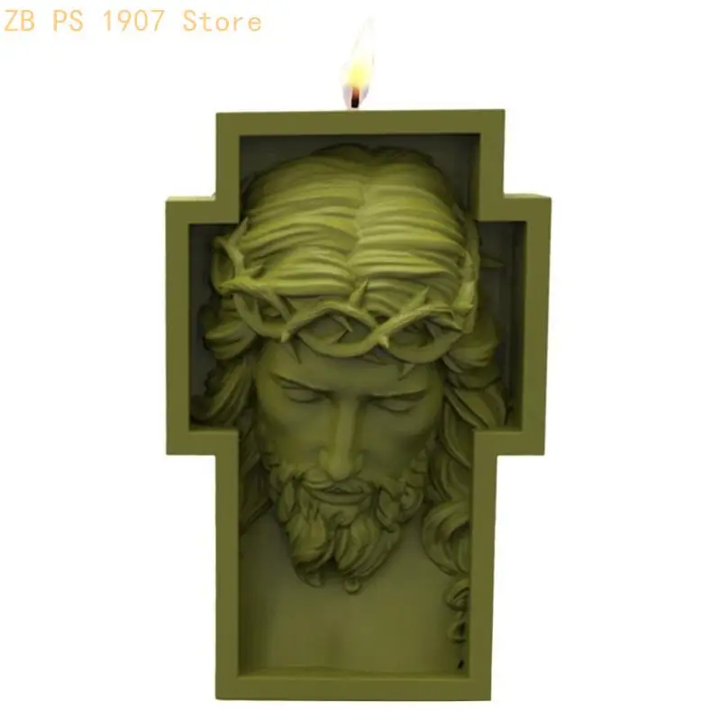 Halloween Silicone Mold DIY Aromath Man Head Statue Gypsum Mold 55KA