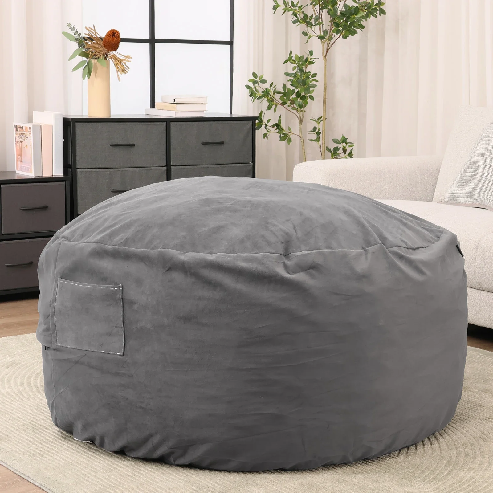 Pop Oversized 3/4FT Bean Bag Chair For Gaming Reading Lazy Sofa Foam Filled Couch With Removable Cover Living Room Furniture