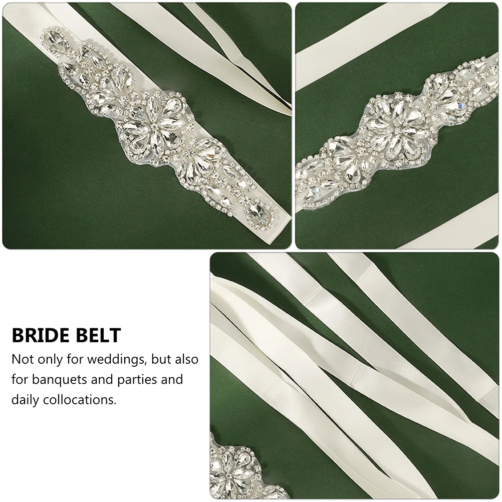 

Rhinestone Bride Bridesmaid Ribbon Belt Wedding Dress Accessories Durable Lightweight Women Girls Brides Banquets Parties Belt